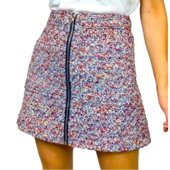 PARKER high waist tweed mini skirt satin lining softie Barbiecore Size L - Picture 1 of 8